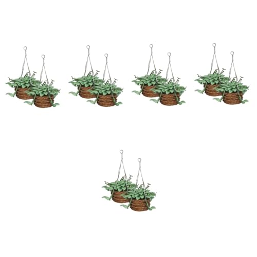 Abaodam 10 STK Puppenhaus Topfpflanze winziges Hausdekor hängende künstliche Pflanzen Ornament Anlage Miniatur-Blumentopf zum Aufhängen Mini-Bonsai-Handwerk empfindlich schmücken Zubehör von Abaodam