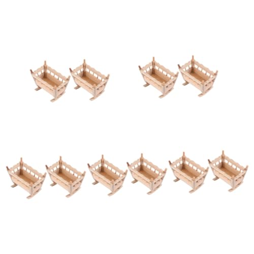 Abaodam Holzspielzeug 10 STK Puppenhaus Wiege Bett Babypuppenhaus Cosplay-zubehör Wiege Für Babypuppen Mini-möbel Puppenzubehör Mini-babywiege-Modell Kleinkind Holz Ornamente Miniatur von Abaodam