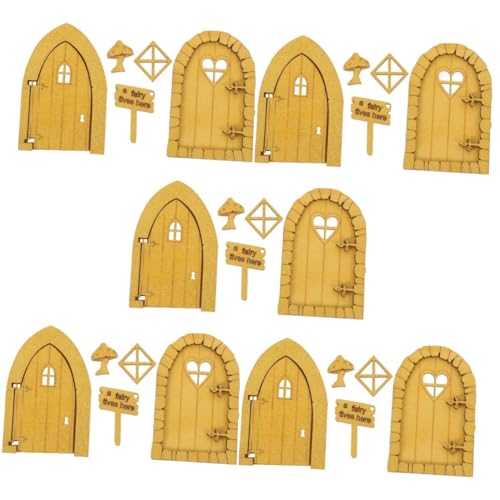 Abaodam 10 Sätze 3D-Märchentür Haushaltsgeräte Spielzeug für Kinder Möbel Miniatur-Holztüren hölzerne Heimdekoration ländlich schmücken Suite Spielzeugzimmer hölzerne Tür von Abaodam