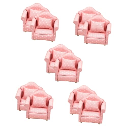 Abaodam 10 Sätze Puppenstubensofa Mikro-Landschaftsdekoration Miniaturmöbel Kinderspielzeug rosa Couch Puppenhausmöbel Möbelmodelle Minicouch doppelt Kopfkissen Stuhl Baby von Abaodam