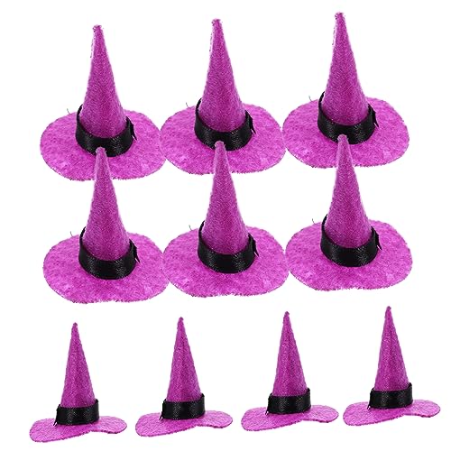 Abaodam 10 Stk. Elfenhut halloween dekoration halloween decoration witch accessoires faschingsaccessoires Weiden Zaubererhut Halloween Hexenhut Halloween Mini Hexenhut Filzstoff Violett von Abaodam