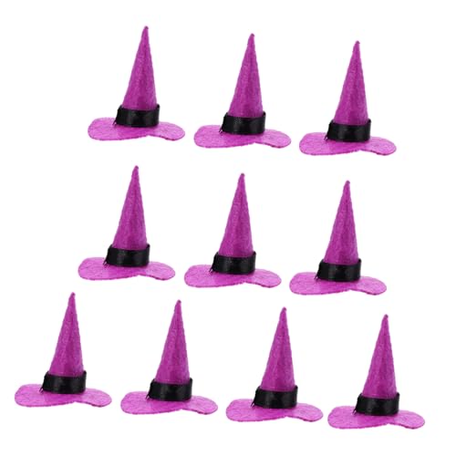 Abaodam 10 Stk. Elfenhut zerzaust Hexenhut Requisite klein Hexenhutdekorationen Halloween-Filzhut Mini-Hut Mini-Filzhüte Partybevorzugungshüte Halloween -Miniaturen Filzstoff Violett von Abaodam