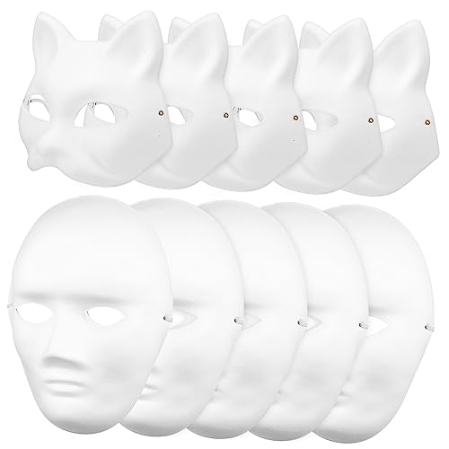 Abaodam 10 Stück DIY Teiliges Weißer Papiermasken für Kostümparty Handbemalte Katzen und Männermasken für Karneval Halloween und Cosplay Leicht und Anpassbar Abaodam 10 Stück DIY Teiliges Weißer Papiermasken für Kostümparty Handbemalte Katzen und Männermasken für Karneval Halloween und Cosplay Leicht und Anpassbar von Abaodam