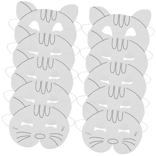 Abaodam 10 Stück Farbmaske tierische Halbmaske Gesicht LED-Maske Opernmaske bastelset basteln für halloween deko leere Masken zum Dekorieren Maskerade Zubehör Papier Weiß von Abaodam