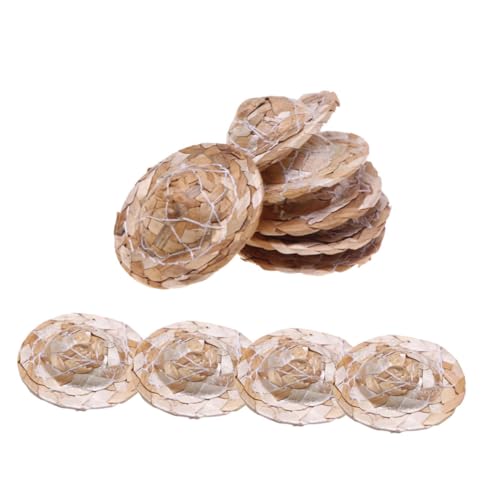 Abaodam 10 Stück Gewebter Hut Strohhut Strohhalme Für Frauen Mini Cowboyhut Woody Puppe Mini Cowgirlhut Puppenhaus Strohhüte Babypuppenkleidung Strohboothut Mini Sombrero Hüte von Abaodam