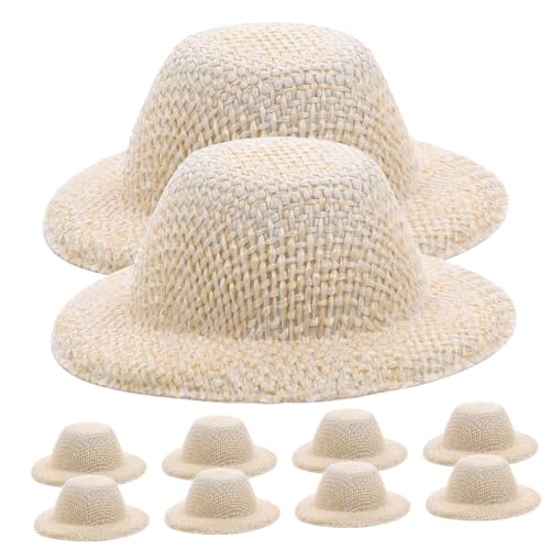 Abaodam 10 Stück Kleines Strohhutspielzeug Mini-Puppen Babypuppe Kleiner Hut Miniaturhüte Minihüte Zum Basteln Gestrickt Dekorativer DIY-Hut Kindermützen Mädchen Flanell von Abaodam