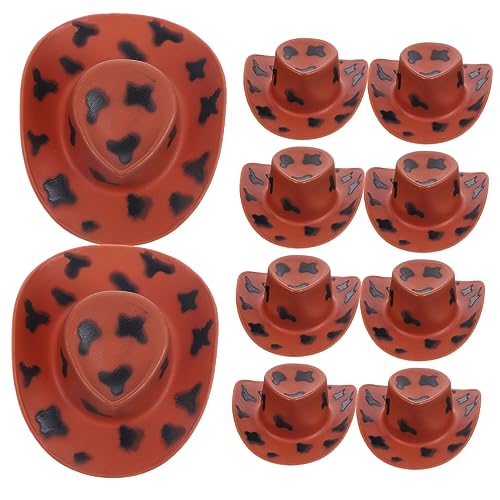 Abaodam 10 Stück Mini Cowboy Hut aus Kunststoff Teiliges für Puppen DIY Dekoration Western Themenparty Süße Hut Accessoires für Puppenhaus und Bastelprojekte von Abaodam