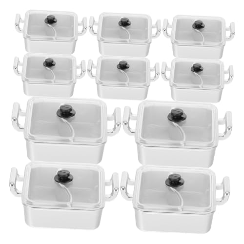 Abaodam 10 Stück Mini Simulations Hotpot Dekorative Herde Küche Miniatur Töpfe Miniatur Kocher Miniatur Kochzubehör Mini Simulationstöpfe Miniatur Hotpot Silberner von Abaodam