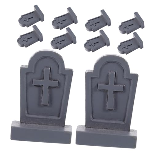 Abaodam 10 Stück Miniatur Grabsteine ​​Aus Kunstharz Halloween Für Puppenhaus Handgefertigte Grabsteinform Für Halloween Bastelarbeiten Friedhofsdekor von Abaodam