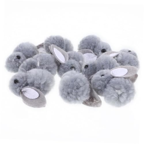 Abaodam 10 Stück Plüsch Häschen Puppe Kaninchen Bekleidungsversorgung DIY Kleidungsverzierung Kopfschmuck Zubehör Selber Machen Kleidungsstückverzierung Hut- Grey von Abaodam