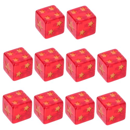 Abaodam 10 Stück Resin Würfel mit Sternmuster Translucent Farben Standardgröße für Brettspiele und Lehrmittel für Partys und Tischspiele von Abaodam
