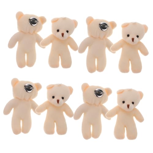 Abaodam 10 Stück Teddybär-Puppe Kuscheliger Plüschbär Kleinkinder Küken Frauen Brosche Marienkäfer tragen Gans Kleidung Plüsch Bär Ornament Mini-Bärenspielzeug DIY Bär -Fleece Weiß von Abaodam