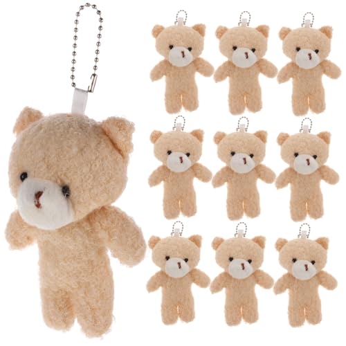 Abaodam 10 Stück Teddybär-anhänger Minibären Bär Schlüsselanhänger Plüsch Niedliche Schlüsselanhänger Für Rucksäcke Mini-kuscheltiere Masse Mini-bärenfiguren -Fleece Beige von Abaodam