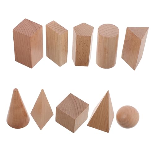Abaodam 10 Stück Teiliges Geometrischer Holzformen für Kindergarten und Grundschule Pädagogisches Mathefähigkeiten und Modellen für Zuhause und Schule von Abaodam