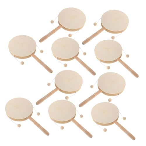 Abaodam 10 Stück Teiliges Holzklapper Trommeln Unbemalt Leicht Handliche Rasseln DIY Bastelspielzeug für Vorschule Fördert Kreativität Kunst und Musikalische Früherziehung von Abaodam