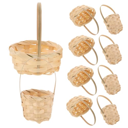 Abaodam 10 Stück Teiliges Miniatur Körbchen aus Holzspänen Runde und Eiförmige Kleine Aufbewahrungskörbe für Puppenhaus Vielseitig Einsetzbar als Blumenkörbchen und Dekoration im von Abaodam