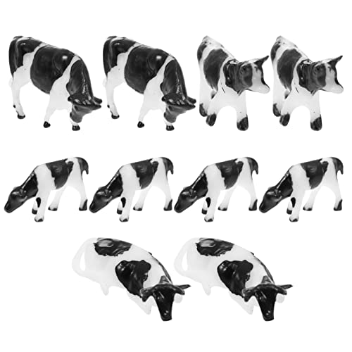 Abaodam 10 Stück Kleiner Kuh Modelle Realistische Simulierte Tierfiguren für Kinder Lernspielzeug und Kleiner Landschaftsdekoration Abs Kunststoff für Schulprojekte von Abaodam
