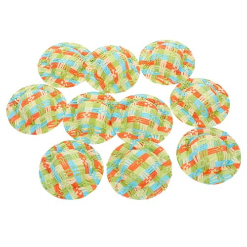 Abaodam 10 Stück Teiliges Miniatur Strohhut Handgewebt Dekorative Puppenhüte für DIY Basteln Puppenhaus Deko Natürliche Textur für Kindergeburtstag und von Abaodam