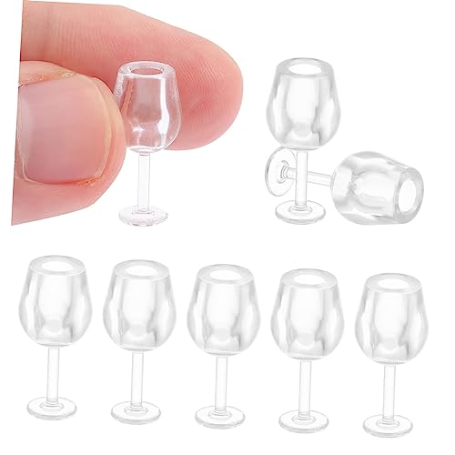 Abaodam 10 Stück Teiliges Miniatur Weißweingläser für Puppenhaus Realistische Küchenaccessoires für Kreatives und Hausdekoration für Puppenliebhaber von Abaodam