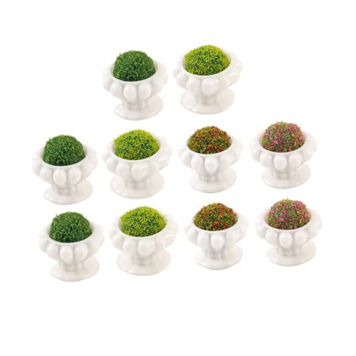 Abaodam 10 Stück Teiliges Miniaturpflanzen Töpfe Bonsai für Puppenhaus Dekoration Kunstpflanzen für Mini und Fotorequisiten Pflegeleicht und Farbenfroh von Abaodam
