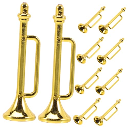 Abaodam 10 Stück Teiliges Musikinstrument Kleine Trompete für Puppenhaus Dekoration Foto Requisiten für Realistische Modelle mit Hoher Haltbarkeit Abaodam 10 Stück Teiliges Musikinstrument Kleine Trompete für Puppenhaus Dekoration Foto Requisiten für Realistische Modelle mit Hoher Haltbarkeit von Abaodam