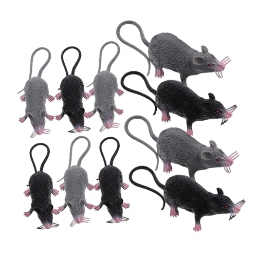 Abaodam 10 Stück Teiliges Realistische Falsche Ratten Modell Detailgetreue Kleine Mäuse für Halloween Dekoration und Streiche Täuschend Echt für Horror Partys und Geisterhäuser von Abaodam