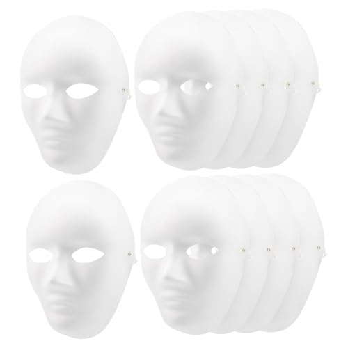 Abaodam 10 Stück Teiliges Unbemalte Papiermasken für Herren DIY Bemalbare Halloween Masken Weiße Vollgesichts Masken für Karneval Party Cosplay und für Erwachsene Abaodam 10 Stück Teiliges Unbemalte Papiermasken für Herren DIY Bemalbare Halloween Masken Weiße Vollgesichts Masken für Karneval Party Cosplay und für Erwachsene von Abaodam