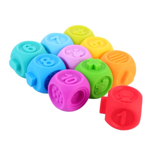 Abaodam 10 Stück Weiche Gummibausteine ​​ Handspielzeug Für Babys Babyhandspielzeug Geprägte Bausteine Bildungsbausteine ​​für Babybausteine von Abaodam
