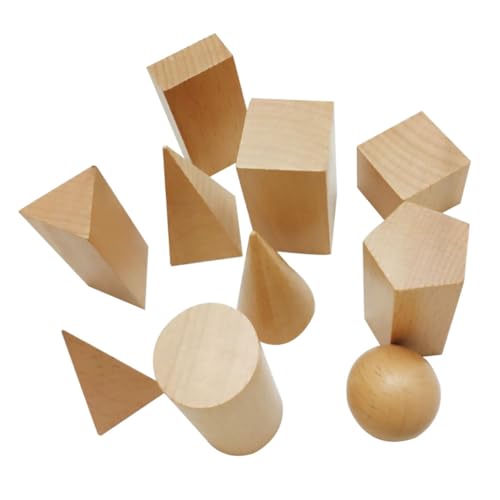Abaodam Pädagogisches Holzspielzeug - 10-teilige Geometrie-bausteine Massivholzmaterial Kreatives Spielset Für Kinder von Abaodam