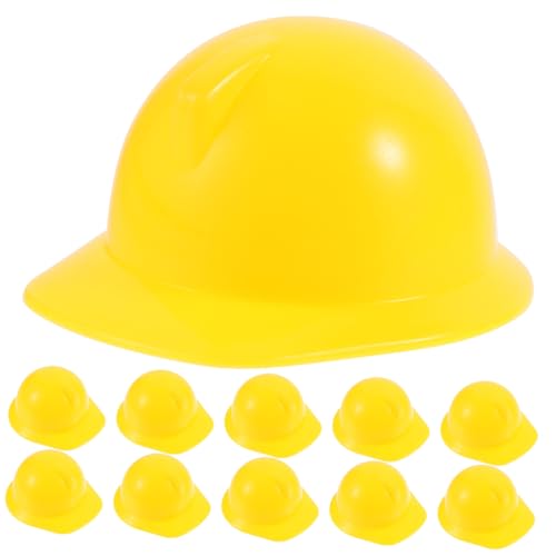 Abaodam 10 Stücke Kunststoff Mini Hut Dekorative Mini BAU Hut Puppe Helm Harte Hut Spielzeug Gelb von Abaodam