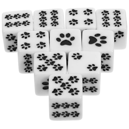 Abaodam 10-Teiliges D6-Würfelset – Hundepfote 6-Seitige 6 Seiten Standard-Würfelspiel Partyzubehör Zum Spielen Von -Tischspielen 16 Mm von Abaodam