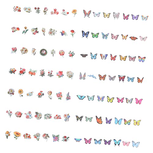 Abaodam 100 Blatt Schmetterlings- -Aufkleber Schmetterlings- -Aufkleber Blätter Selbstklebendes Blumen-Aufkleber-Set Wandaufkleber Für Gepäckdekoration von Abaodam