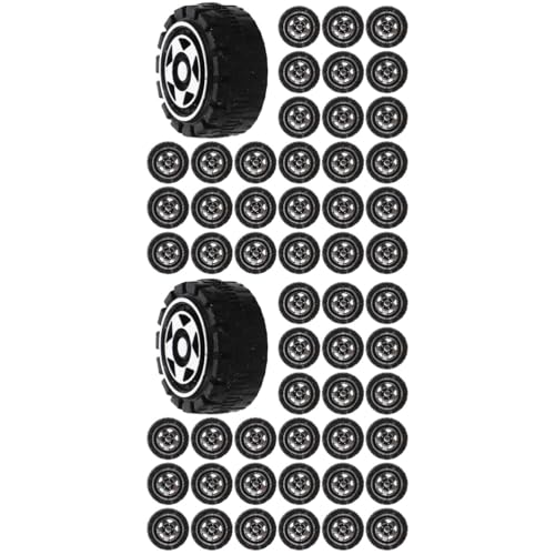 Abaodam 100 Stück Spielzeug-Reifen-Zubehör Auto Auto Kunststoffräder Kleinkinderauto Kleinkind-Spielset DIY-Autoräder Kinderautoräder DIY-Montageräder Rc-Autoräder Kleine von Abaodam