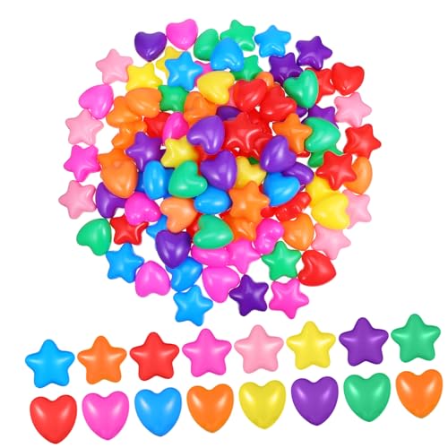 Abaodam 100 Stück Bällebad-Bälle Aus Kunststoff Bruchsichere Spielbälle Herz-Stern-Schwimmbad-Ozean-Bälle Für Kinder-Partyspiel von Abaodam