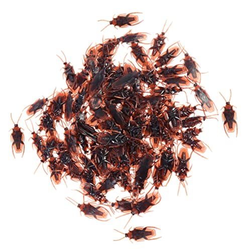 Abaodam 100 Stück Realistische Kakerlaken Täuschend Echte Halloween Scherzartikel für Partys Pranks und Dekorationen Vivid Fake Insekten für Kreative Streiche von Abaodam