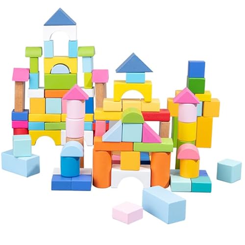 Abaodam 100stücke Teiliges Geometrische Holzbausteine Für Junge Mädchen Pädagogisches Spielzeug Kreativität Und Räumlichem Denken Sicher Für Junge Mädchen von Abaodam
