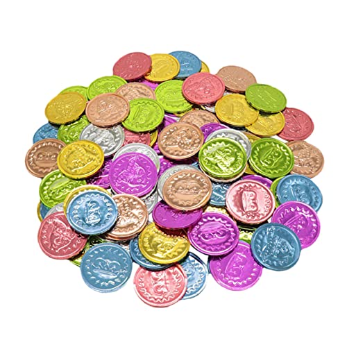 Abaodam 100St farbige Goldmünzen Halloween Party Spielzeug für Kinder Toys Piratenschatzmünzen Brettspiele gefälschte Goldmünzen Spiel Goldmünzen bilden Spielwährung Kleidung Plastik von Abaodam