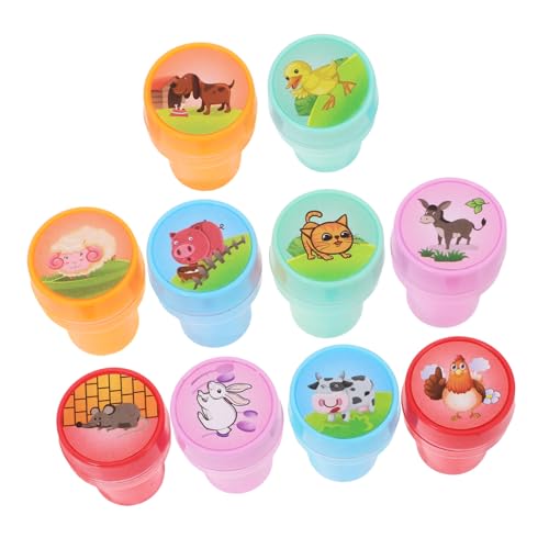 Abaodam 10St Kinderstempel Briefmarkengeschenke Cartoon- Sparschwein-Briefkasten Cartoon-Postfach Geburtstagsgeschenke Stempel Zugpartybevorzugung Briefmarkenspielzeug PVC von Abaodam