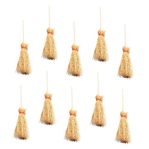 Abaodam 10St Mini Besen Besen für kinderspielzeug spielsachen Miniature House Mini-Möbelmodell simulierte Besen Mini-Besen Mini-Broms Buche Khaki von Abaodam