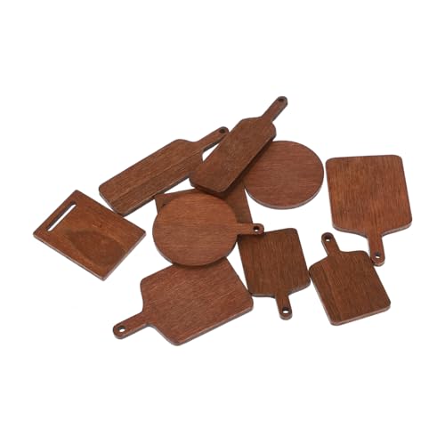 Abaodam 10St Mini-Schneidebrettmodell Hackelbretthalter Mini-Hausverzierung Miniatur hühner kinderknallzeug Mini-Schneidebrett für die Küche Mini-Haushandwerk Holz Light Brown von Abaodam