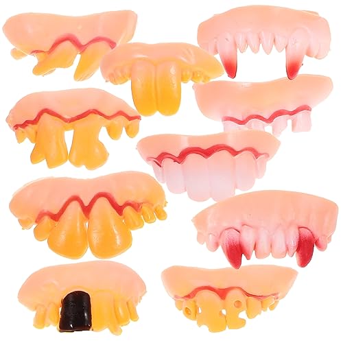 Abaodam 10St Spieldekore vortäuschen Halloween-Zahnersatz Zahn Edelsteine Reißzähne Kostüm Halloween Costume Halloween Kleidung falsche zähne für Halloween hässliche zähne Gummi von Abaodam