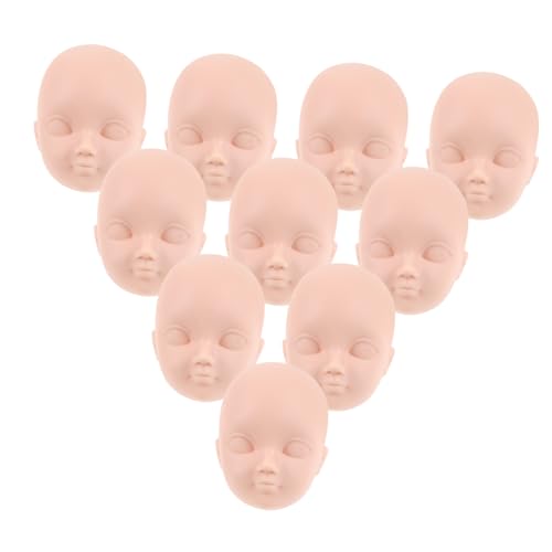 Abaodam Puppenkopf aus Kunststoff 10 Stück Puppenherstellungsköpfe für Selbstgemacht Basteln Kreatives Spielzeugzubehör für Kinder Malen Make Up Puppenkörperteile Puppenkopf Zubehör von Abaodam
