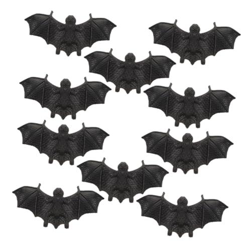 Abaodam 10Stücke Halloween Fledermäuse Aus Weichem Realistische Deko Für Halloween Feiern Und Aprilscherze Flexible Und Langlebige Schwarze Fledermausfiguren Für Kreative von Abaodam