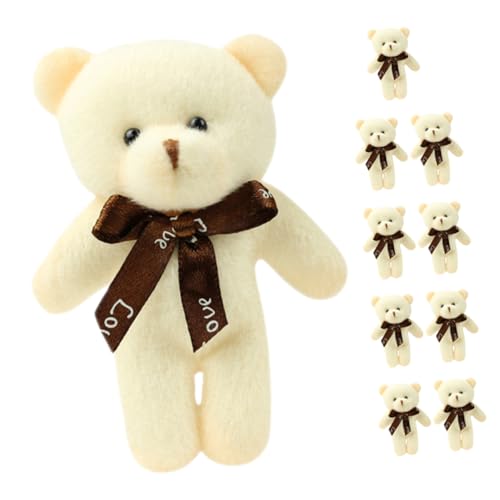 Abaodam 10Stücke Mini Bär Schlüsselanhänger Kuscheltier Anhänger Aus Plüsch Süßer Cartoon Bär Für Geburtstagsfeiern Und Farbenfrohes Design Langlebiges Material von Abaodam