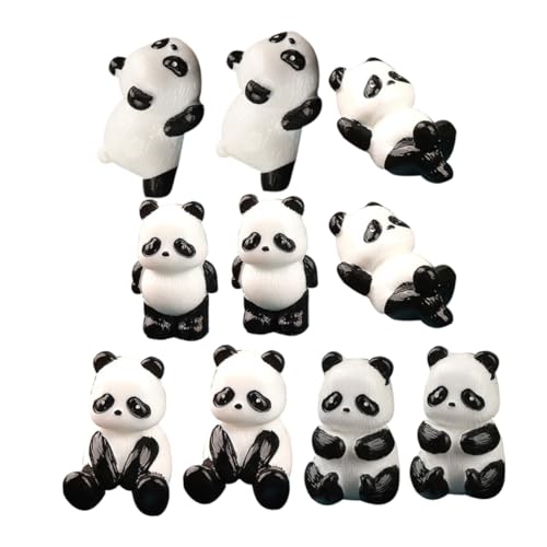 Abaodam 10Stücke Mini Panda Figuren Niedliche Harz Panda Statuen für Wohnkultur Tischdekoration und Gartenornamente für Panda von Abaodam