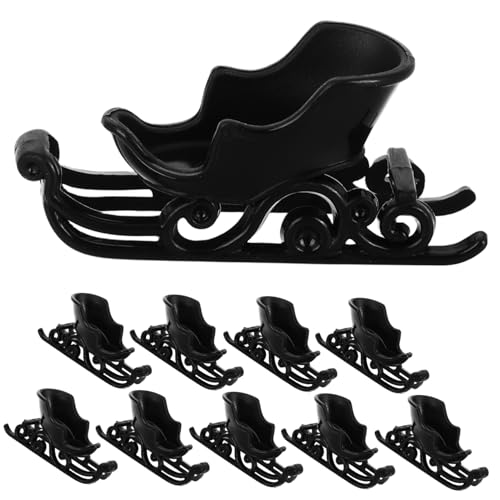Abaodam 10Stücke Mini Schlitten Deko Weihnachtsornamente Kunststoff Figuren für Schneeszenen Tischdekoration Basteln und Heimdekoration Installieren von Abaodam