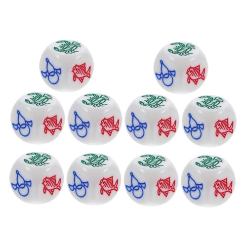 Abaodam 10er Set Farbwürfel Club- - Vintage Traditionelle Chinesische Ästhetische Würfelstütze Stabwürfel Prop Spielwürfel -layouts Mini- Weiß Abs von Abaodam