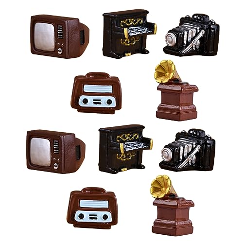 Abaodam 10st Minikamera Puppenspielsets Retro-schmuck Musikinstrumentenmodell Möbelspielzeug Aus Harz Mikro-landschaftsdekor Puppenhausklavier Mini-Piano-Modell Figur Ornamente Radio von Abaodam