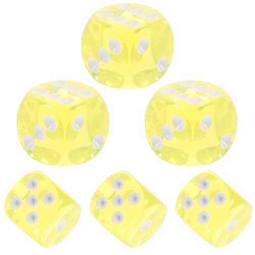 Abaodam 10st Partyzubehör Spiel Würfelturm Tragbare Würfel Zahlenwürfel Würfel-layouts Partywürfel Brett Würfel Partygeschenk Große Nummerierte Würfel 6-seitiger Würfel Yellow Acryl von Abaodam
