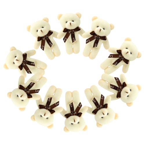 Abaodam Baby Kuscheltier Bear 10st Plüschbär-schlüsselanhänger Kleine Bären Mini-bärenspielzeug Puppe Ausgestopftes Bärenspielzeug Mysteriöses Tiere Bär Plüsch Tragen Pp Baumwolle Beige Teddybär Klein von Abaodam